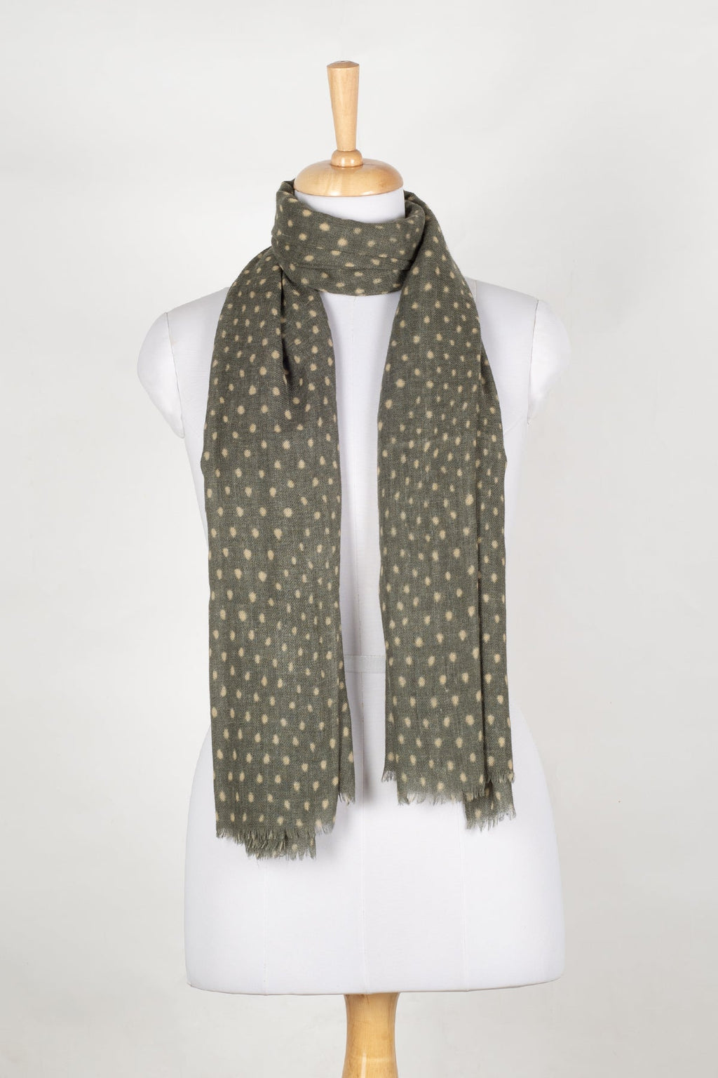 Polka Dots Illusion Merino Wool Scarf - Green