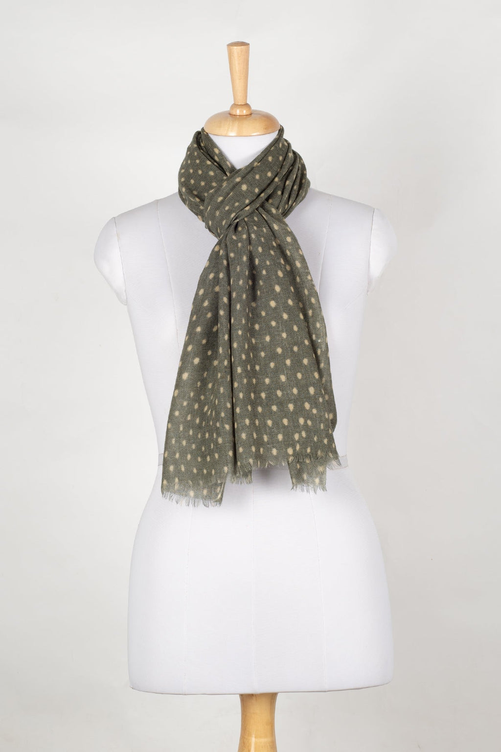 Polka Dots Illusion Merino Wool Scarf - Green
