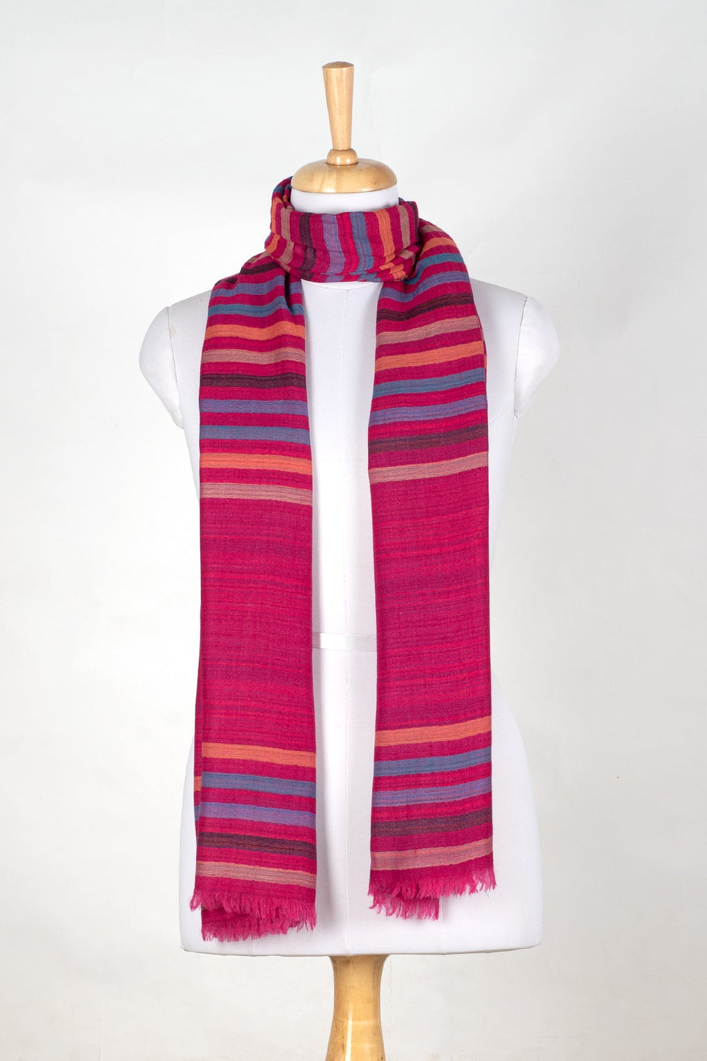 Vivid Stripes Reversible Cashmere Wool Scarf – Pink Multi | SVEŽElife