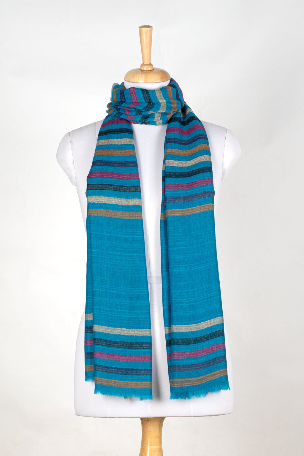 Vivid Stripes Reversible Cashmere Wool Scarf – Turquoise Multi | SVEŽElife