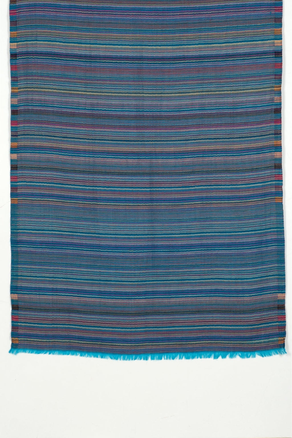 Vivid Stripes Reversible Cashmere Wool Scarf – Turquoise Multi | SVEŽElife