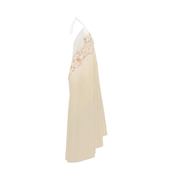 Silk Halter Dress in Dueling Jaguars