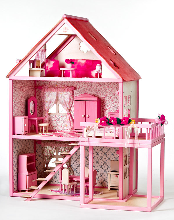 Charming Roosi Wooden Dollhouse – Handcrafted & Safe by ROOSI Traditional Toys at www.brixbailey.com