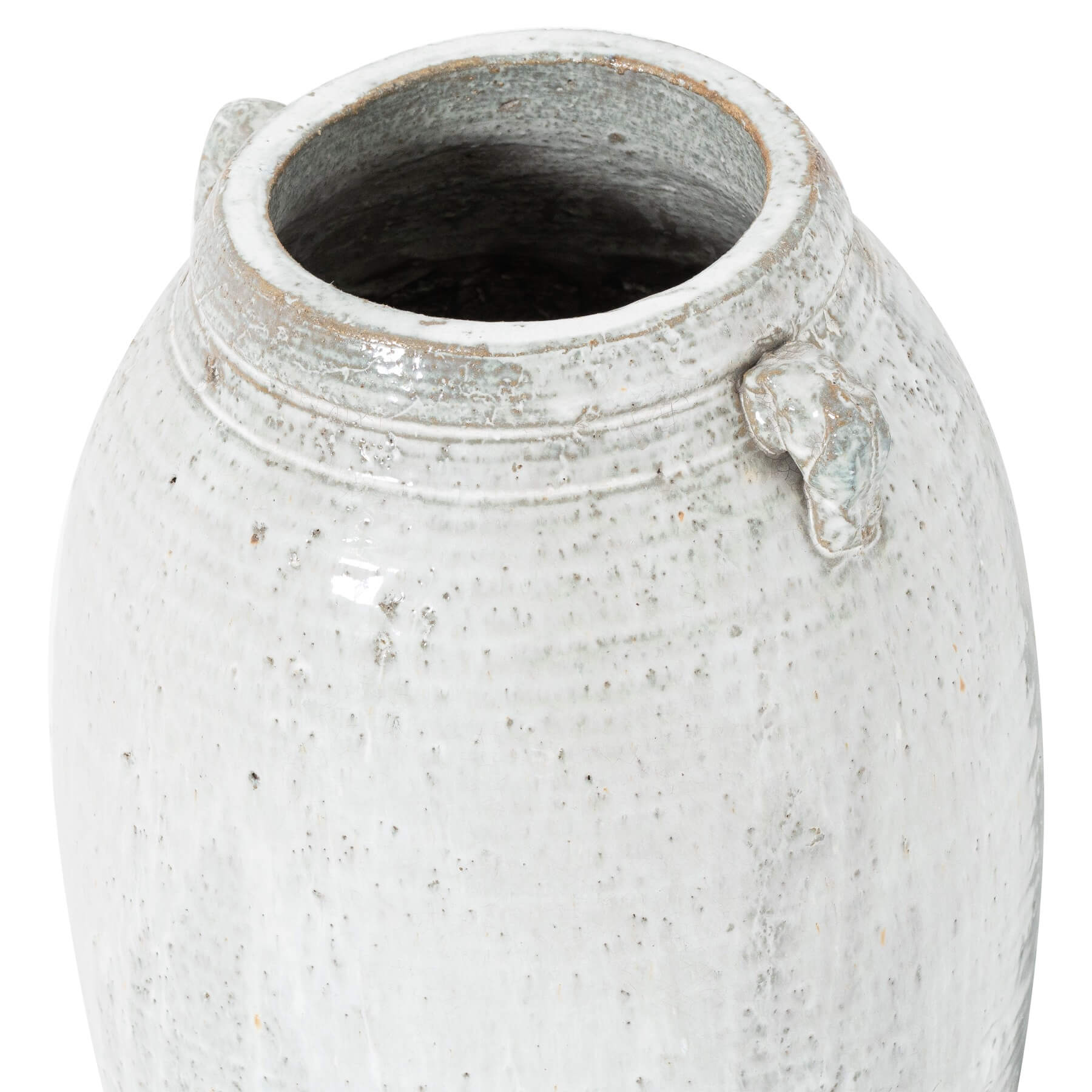 Handcrafted Grecian ceramic floor vase with aged finish, 43cm tall, classical amphora design for elegant home decor by Sostter at brixbailey.com