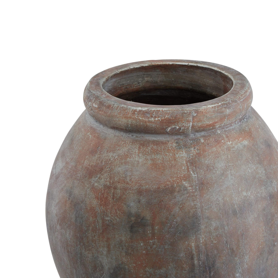 Handcrafted brown ceramic Mediterranean planter, 31cm tall, rustic glaze with natural variations, part of Siena collection. by Sostter at brixbailey.com
