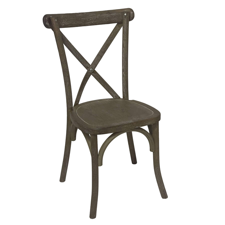 Light oak cross back dining chair with solid wood construction and ergonomic curved seat by Sostter at brixbailey.com