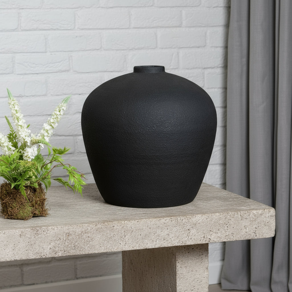 Matt Black Ceramic Floor Vase