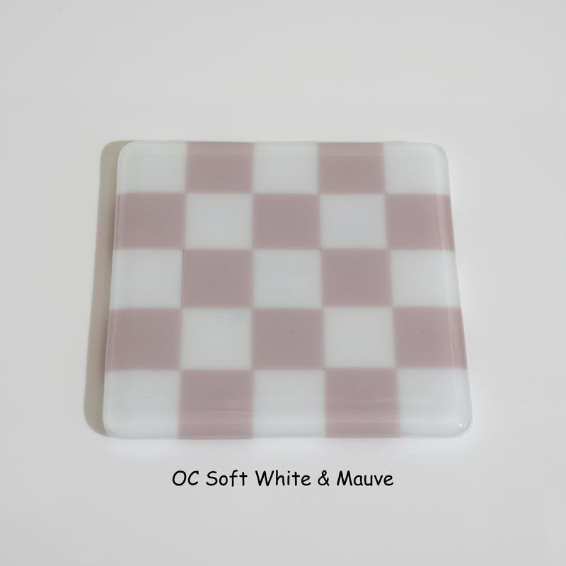 10cm Chequered Soft White/Colour Coaster - Oceanside Collection