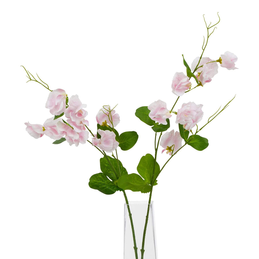 Lifelike pale pink artificial sweetpea stem, 24-inch premium plastic floral decor for bouquets and centerpieces by Sostter at brixbailey.com