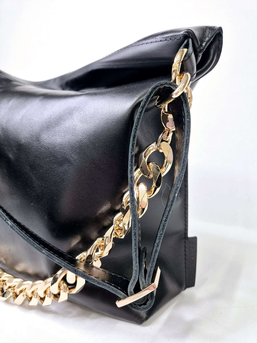 Classic Black Metallic Handbag – Elegant & Versatile Leather by Zelma Kraft at brixbailey.com