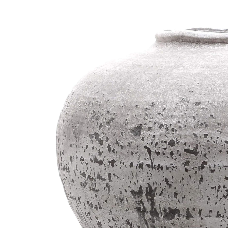 Large stone ceramic vase with matte finish, 35cm wide, neutral color for modern or rustic decor, ideal for floral arrangements. by Sostter at brixbailey.com