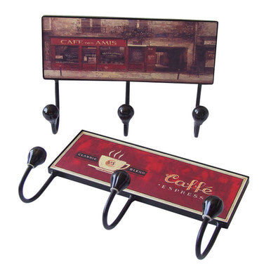 Assorted Cafe Designs 3 Hook Hanger