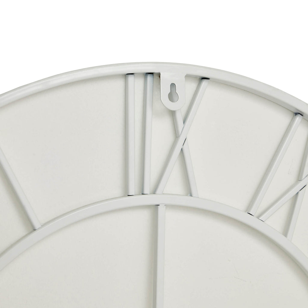 Large white skeleton wall clock with visible mechanics, 70cm diameter, modern metal design for home decor by Sostter at brixbailey.com