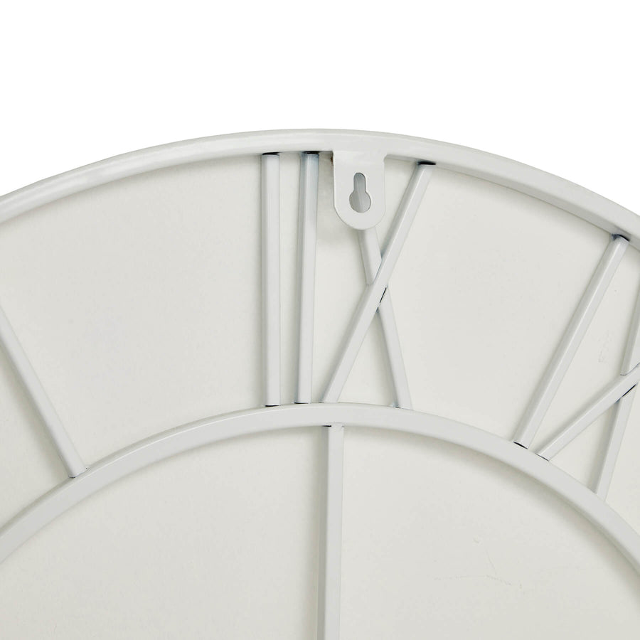 Large white skeleton wall clock with visible mechanics, 70cm diameter, modern metal design for home decor by Sostter at brixbailey.com