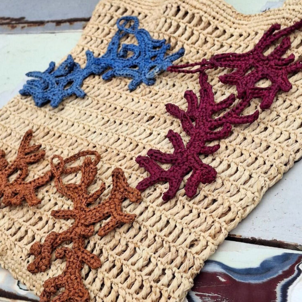 Raffia Coral Keyring Hand Crocheted