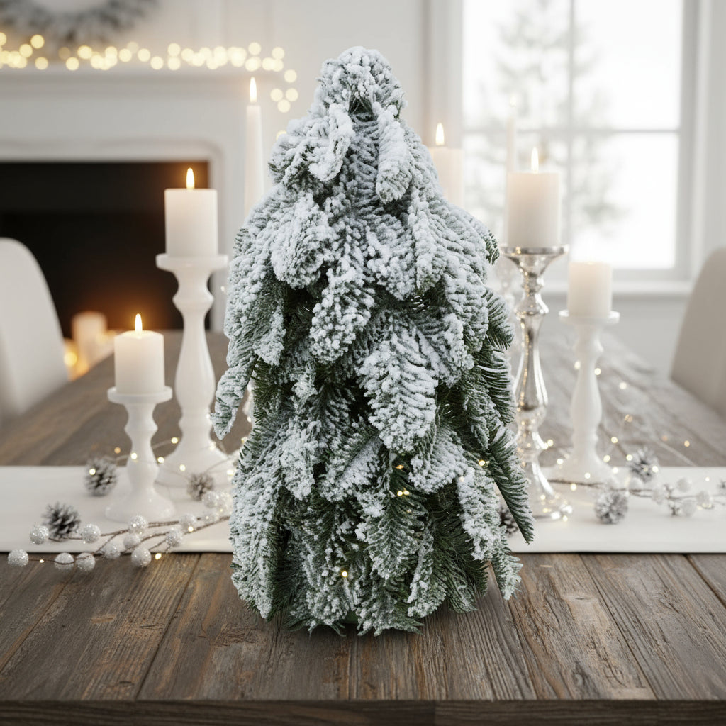 Medium Snowy Fir Tree tabletop decoration christmas www.brixbailey.com