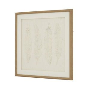 Alta White Feathers Art Mounted In Beaded Frame