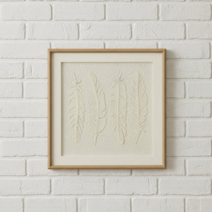 Alta White Feathers Art Mounted In Beaded Frame