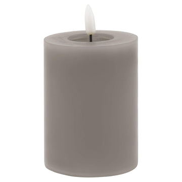 Grey LED wax candle with realistic flicker effect, battery-operated for flameless ambiance  by Hill Interiors at brixbailey.com