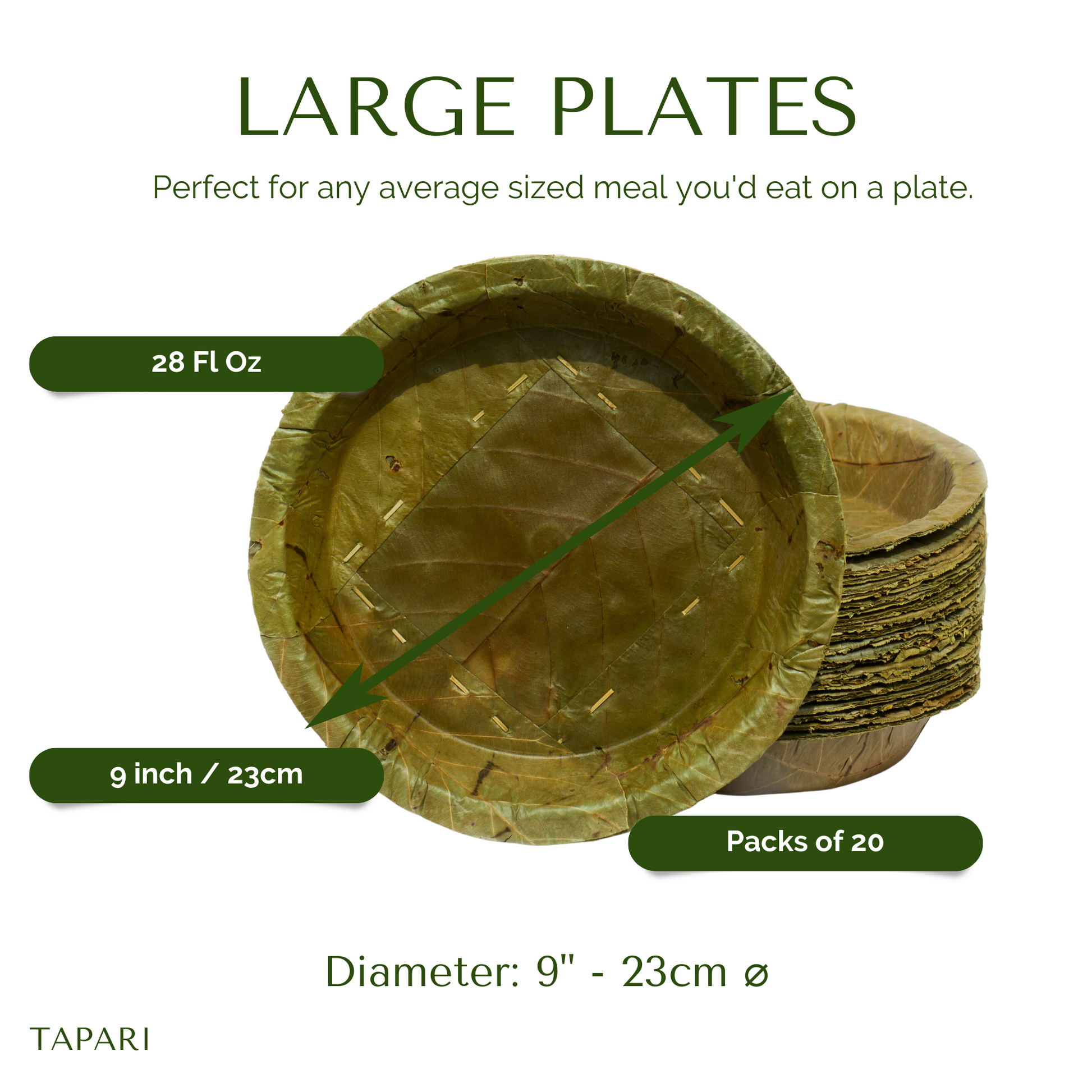 Large Sal Leaf Plates 23cm Diameter