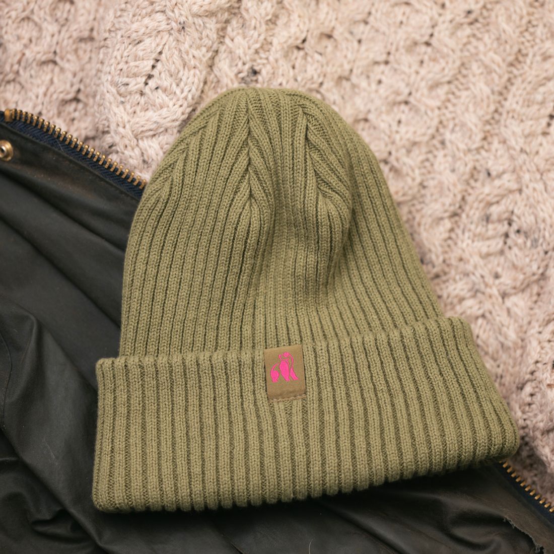 Organic Cotton Beanie in Olive
