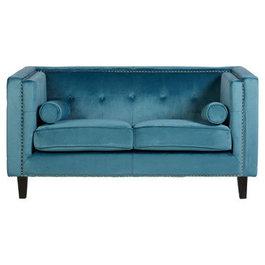 2 Seater Teal Blue Velvet Sofa Felisa