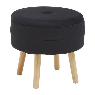 Black Velvet Storage Stool