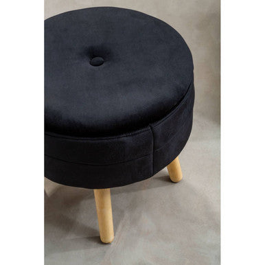 Black Velvet Storage Stool