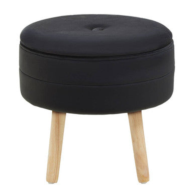 Black Velvet Storage Stool