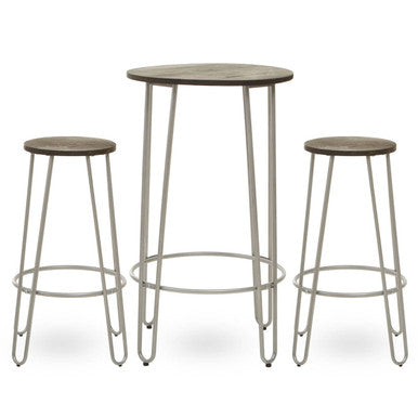 Silver Frame Bar Table and Stool Set