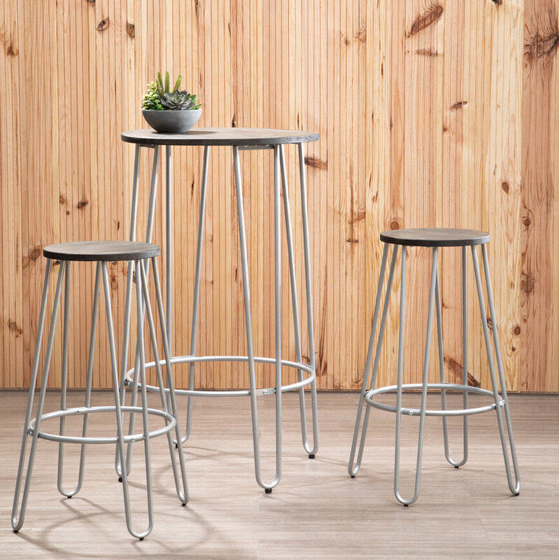 Silver Frame Bar Table and Stool Set