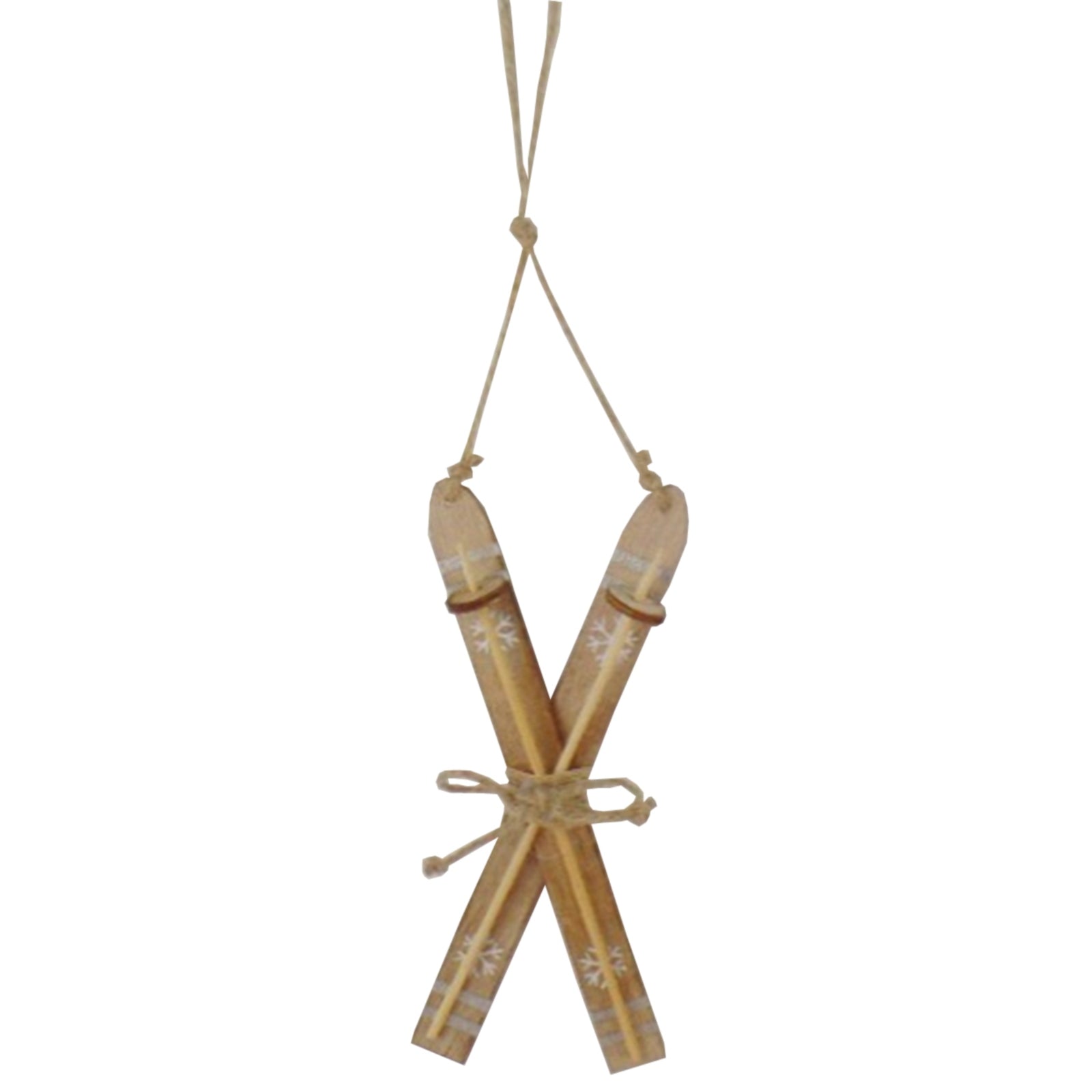 bold rustic wooden skis wall art in dramatic low-angle lighting