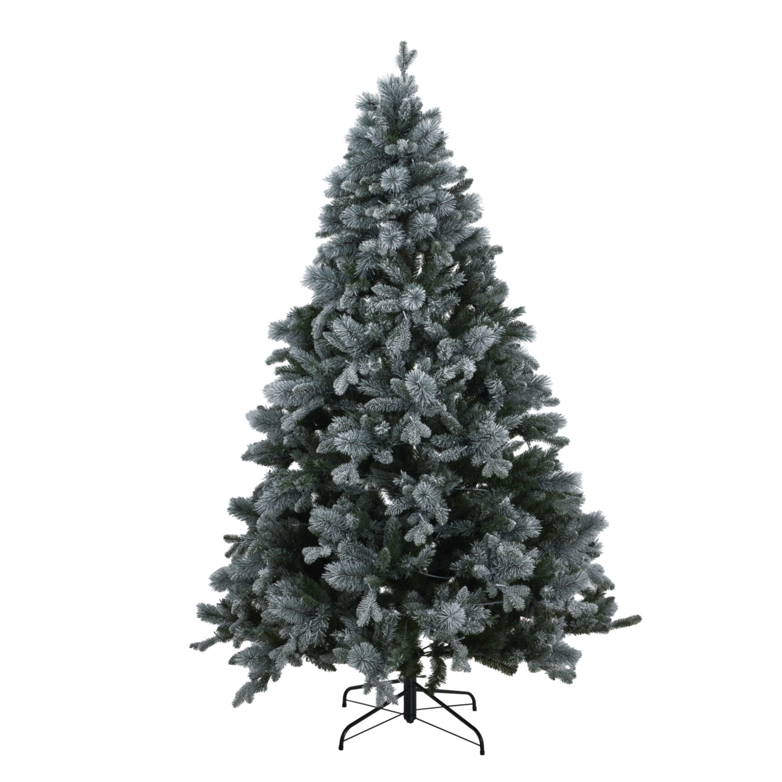 a bold close-up of the snowy forest fir christmas tree with 400 glowing warm leds