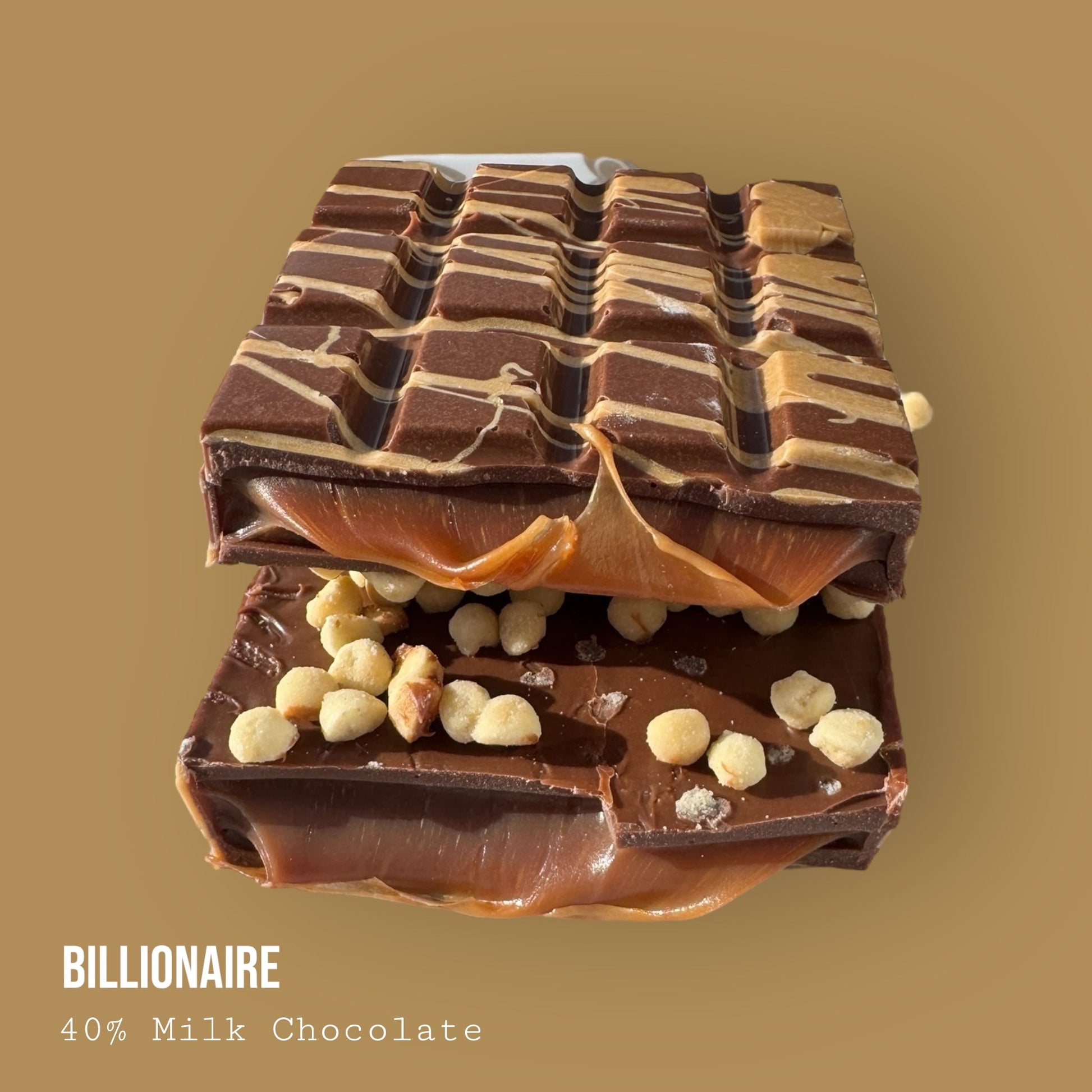 Milk Chocolate Billionaire bar with chocolate infused salted caramel topped with shortbread biscuit 245g