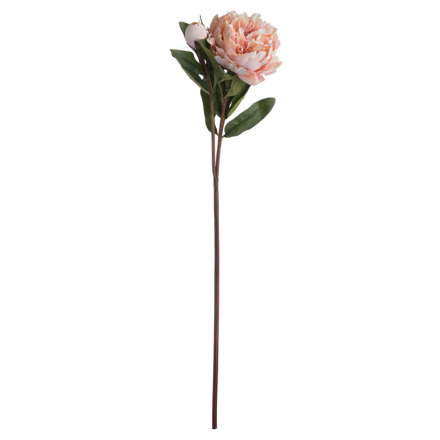 Lifelike peach artificial peonies with realistic petals and buds, perfect for home decor by Sostter at brixbailey.com
