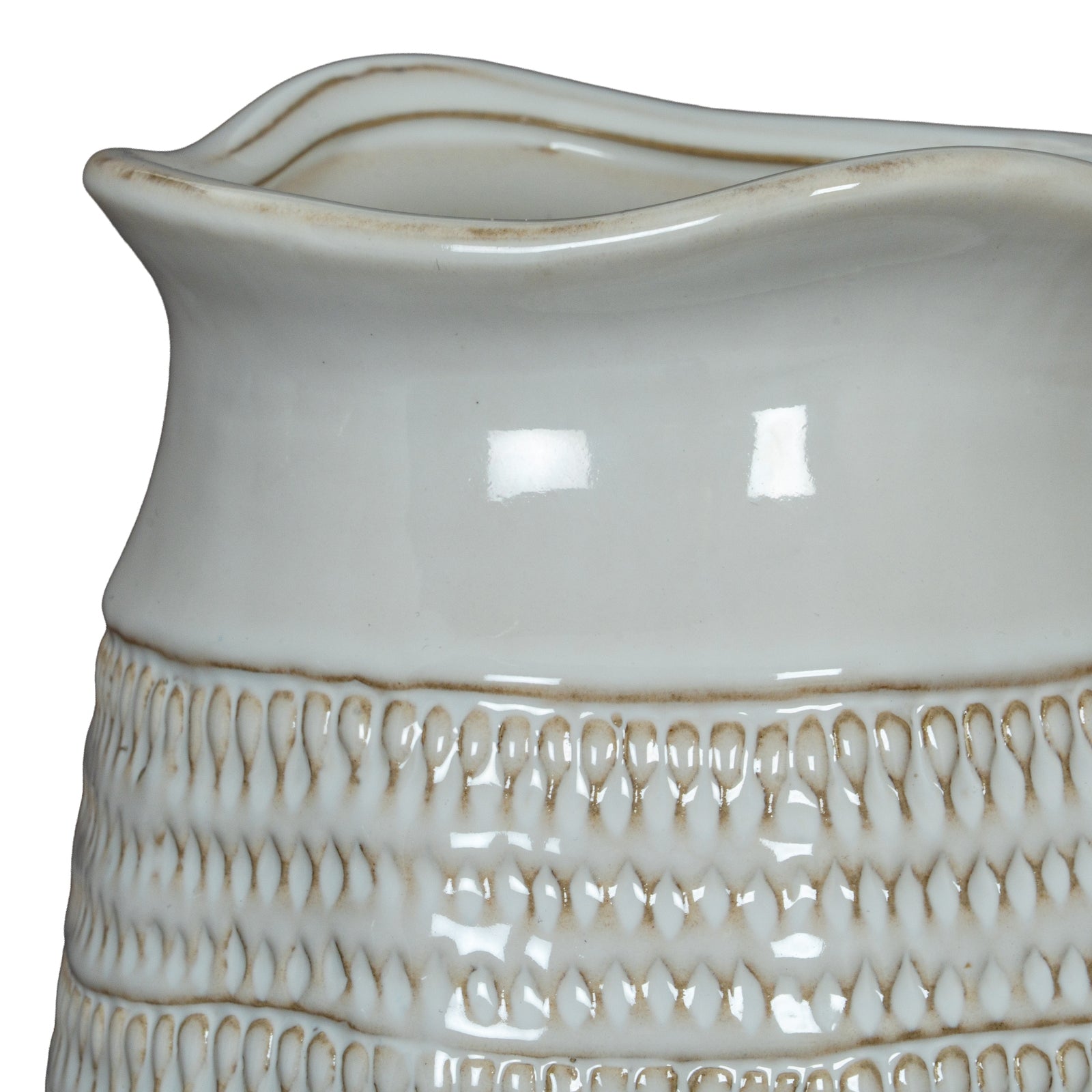playful white ceramic vase with a fun, chunky texture on a bright yellow background