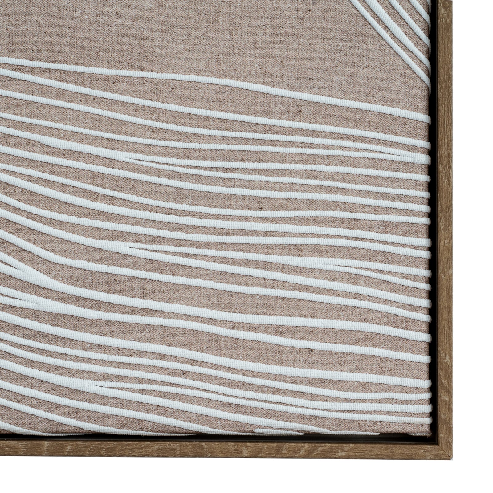 a soft-focused minimalist line art print in a warm wood frame, glowing in gentle morning light