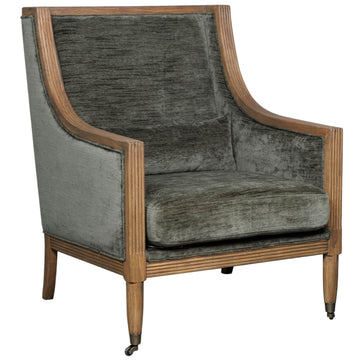 Olive velvet Albury armchair with handcrafted wood frame, ergonomic curved silhouette, and tailored stitching for elegant home decor by Hill Interiors at brixbailey.com