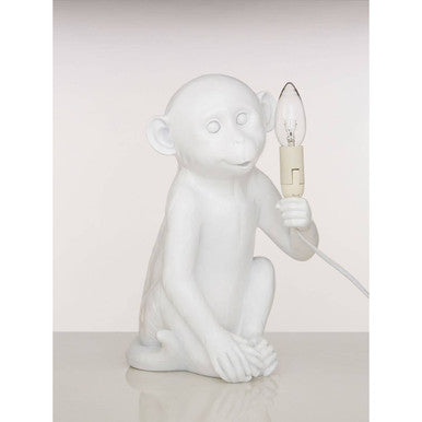 Boho White Finish Monkey Lamp