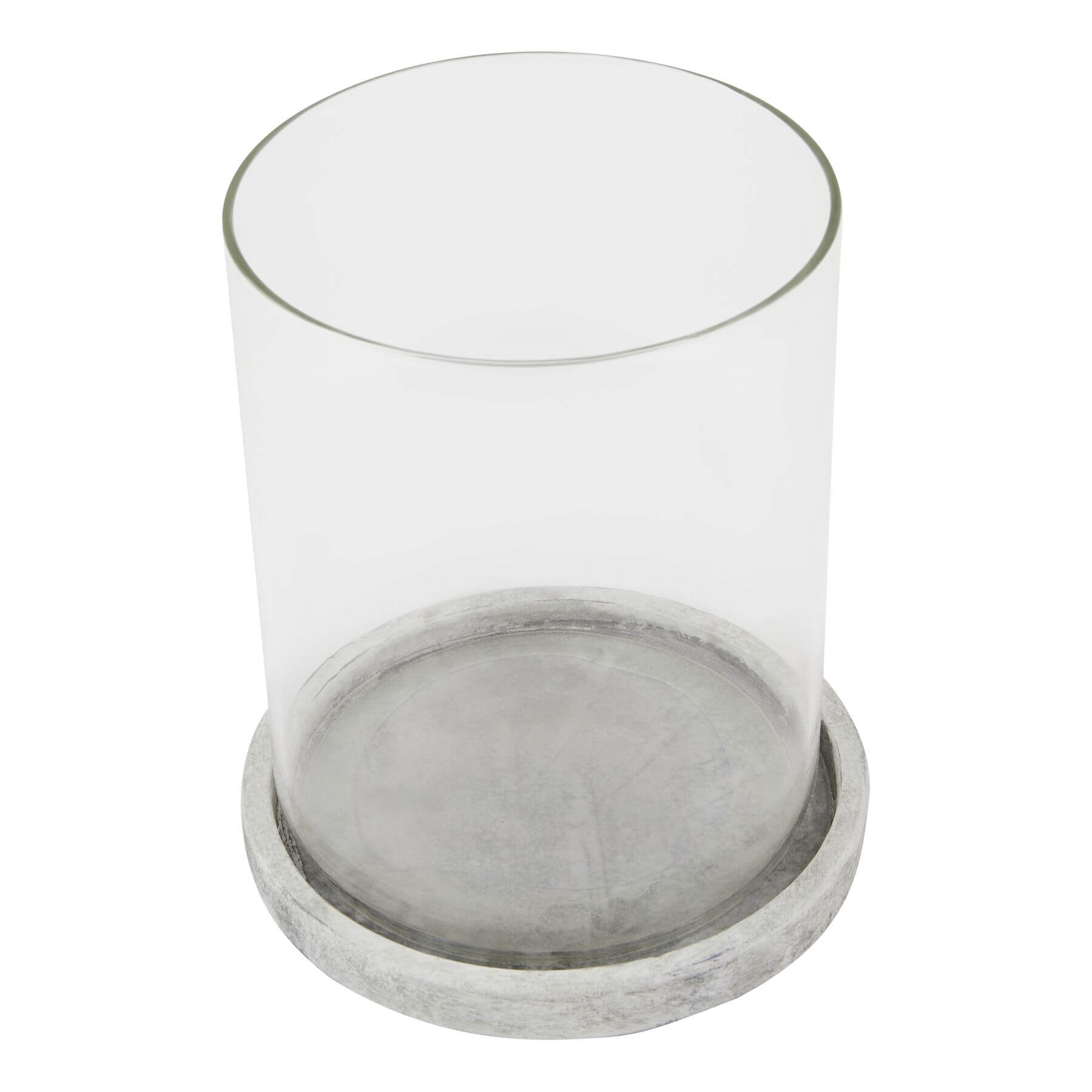 Handcrafted white ceramic hurricane lantern with stone-effect finish and weathered patina, 21cm tall by Sostter at brixbailey.com