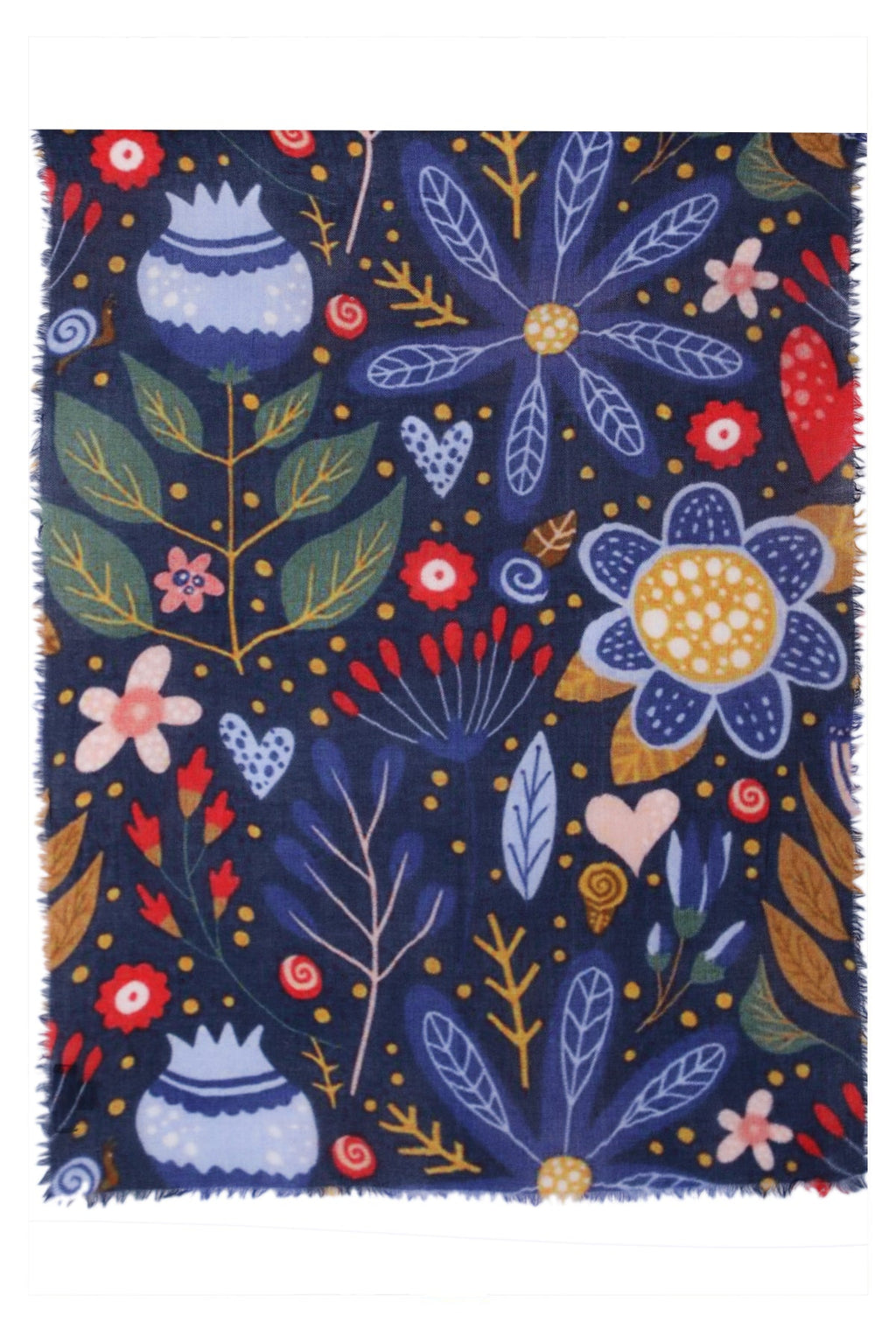 Enchanted Forest Wool Scarf - Navy