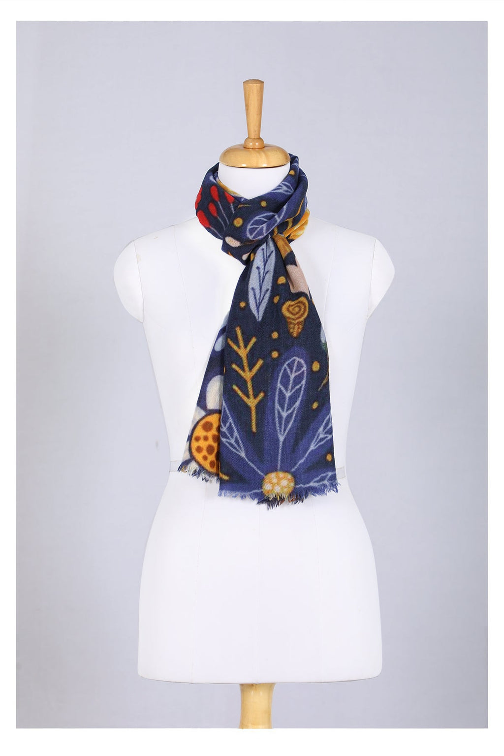 Enchanted Forest Wool Scarf - Navy