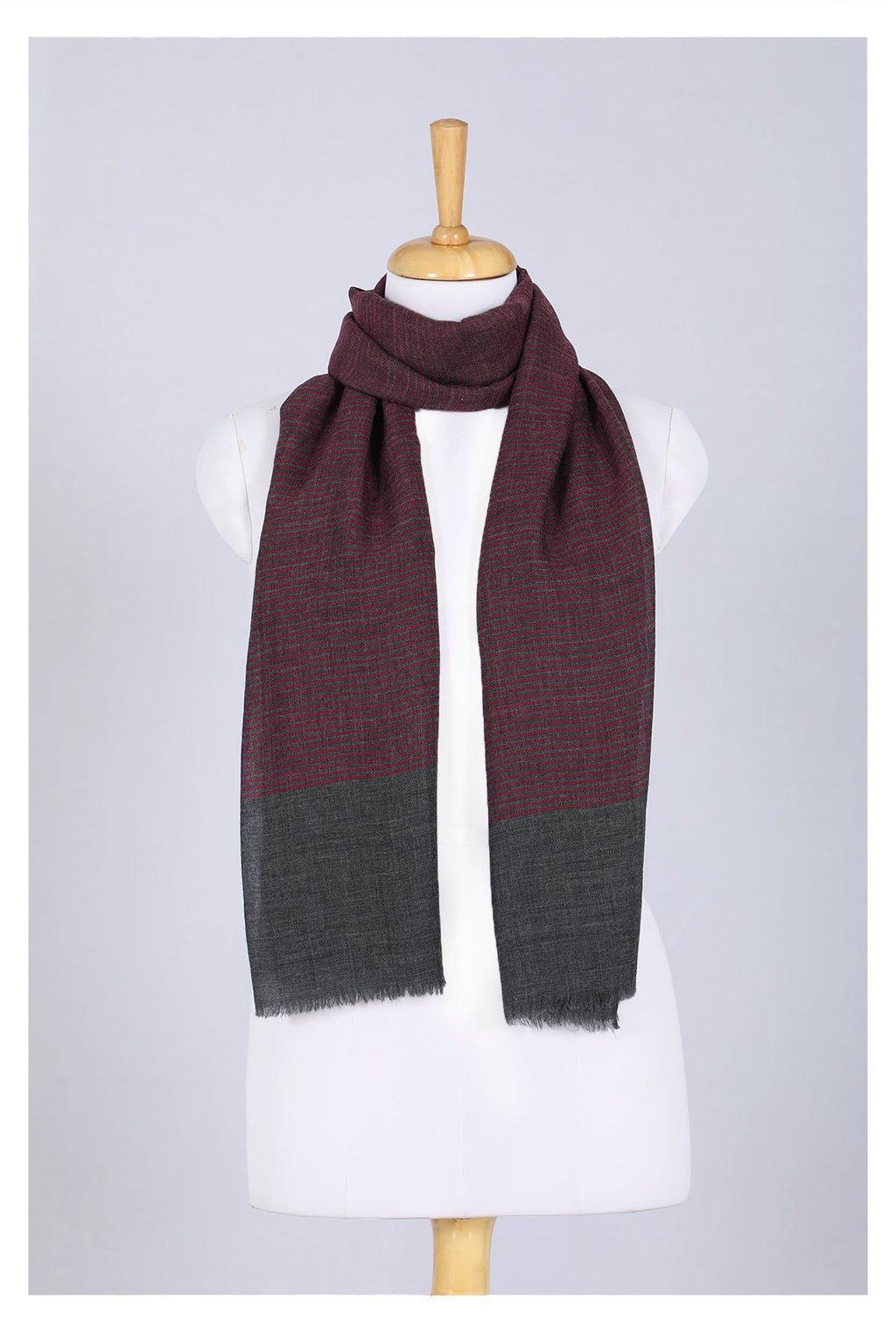 Twilight Stripes Wool Scarf - Grey Maroon | SVEŽElife