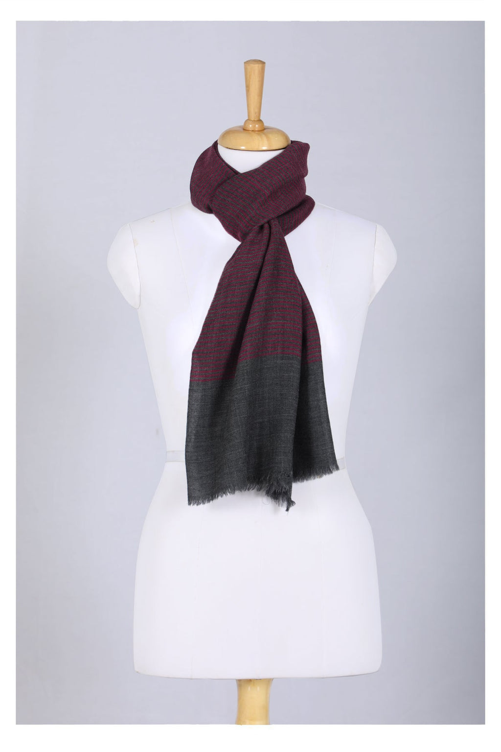 Twilight Stripes Wool Scarf - Grey Maroon | SVEŽElife