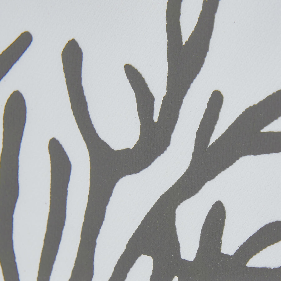 Black coral silhouette artwork on white, framed in natural wood with beaded detailing, 40cm coastal wall decor. by Sostter at brixbailey.com