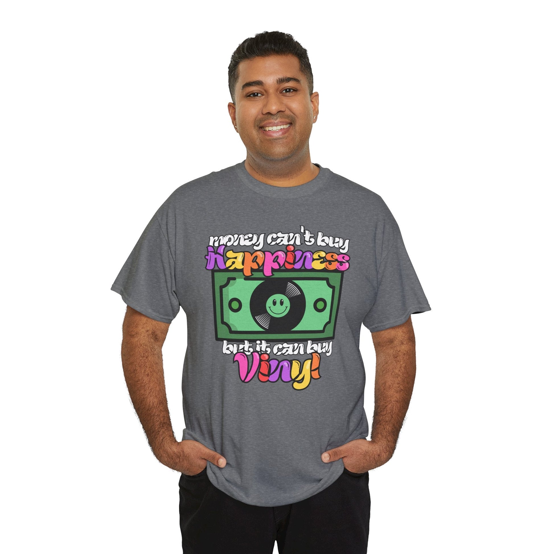 Money Can't Buy Happiness Men's Vinyl Record T-Shirt