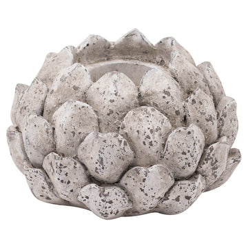 Stone effect ceramic acorn tea light holder in natural tone, creates warm glow for rustic or modern decor (124 chars) by Sostter at brixbailey.com