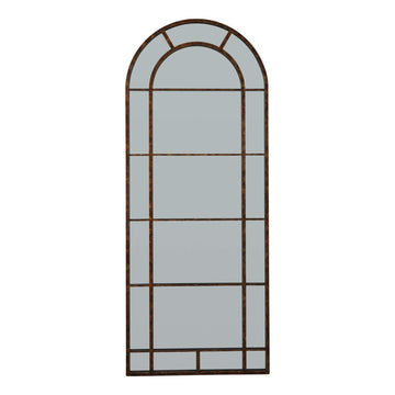 Large 200cm arched mirror with rustic brown rust-effect finish, solid wood frame, vintage home decor statement piece by Sostter at brixbailey.com