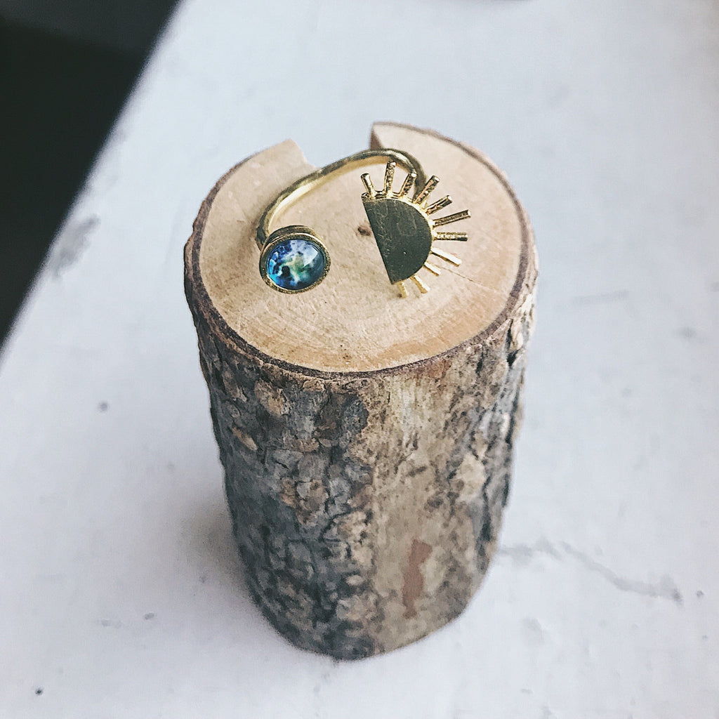 Sunrise Ring Adjustable Silver and Gold