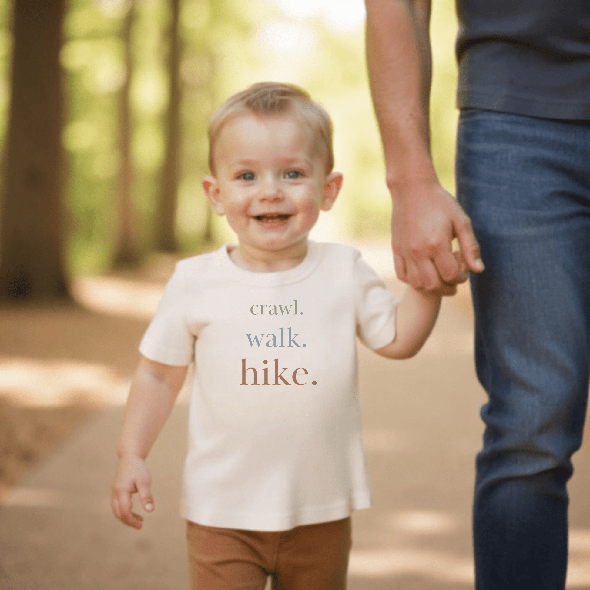 Crawl Walk Hike Organic Toddler Graphic Tee